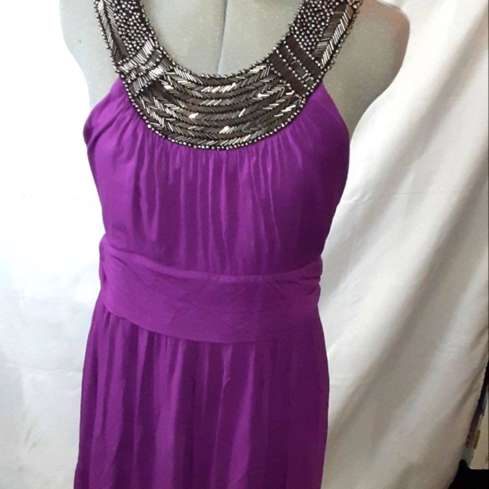 Tart Purple Dress With Beaded Neckline Size L
